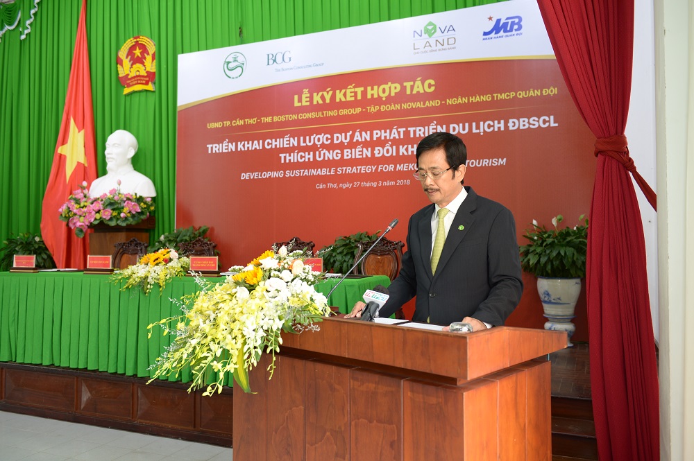 Ông Bùi Thành Nhơn - CTHĐQT Tập đoàn Novaland phát biểu tại lễ ký kết hợp tác