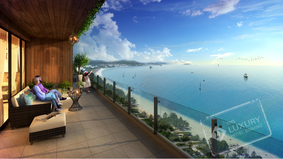 TMS Luxury Hotel Da Nang Beach sở hữu 80% căn hộ hướng biển.
