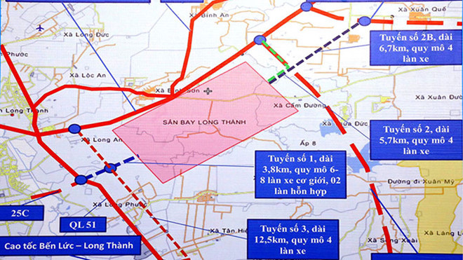 Những trục đường chính vào sân bay Long Thành đang được bàn bạc để trình Chính phủ