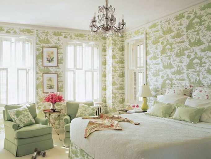 Phòng ngủ đẹp dịu dàng và mát mắt với tông màu xanh lá