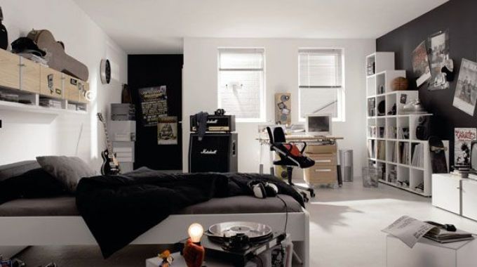 Nội thất phòng ngủ đen - trắng sẽ là thế giới riêng cho chàng trai mê nhạc rock