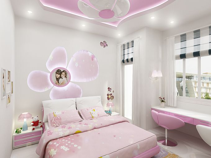 Nếu bé thích màu hồng, bạn cũng đừng tuyệt đối hóa màu hồng trong nội thất phòng ngủ của bé mà hãy kết hợp màu sắc hài hòa