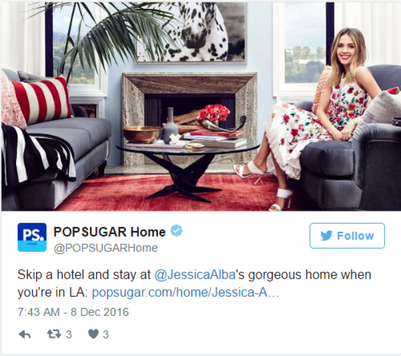 Tweet cho thuê nhà của Jessica Alba được chia sẻ rộng rãi