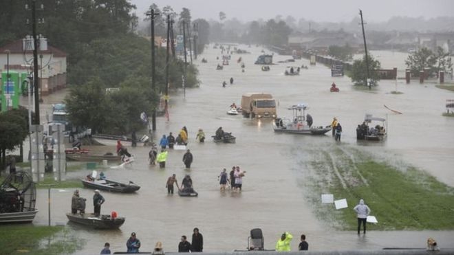 Tàn tích bão Harvey để lại cho siêu đô thị Houston (Ảnh: BBC)