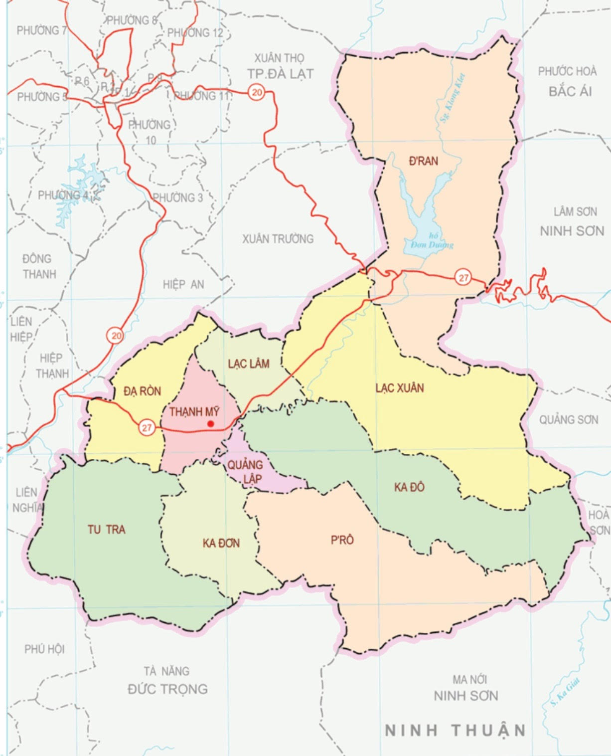 Bản đồ hành chính huyện Đơn Dương, Lâm Đồng