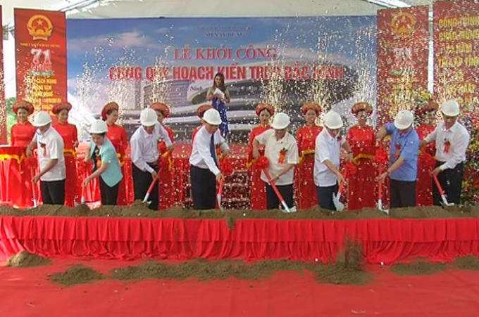 Lãnh đạo Sở Xây dựng Bắc Ninh trong lễ khởi công xây Cung Quy hoạch Kiến trúc Bắc Ninh