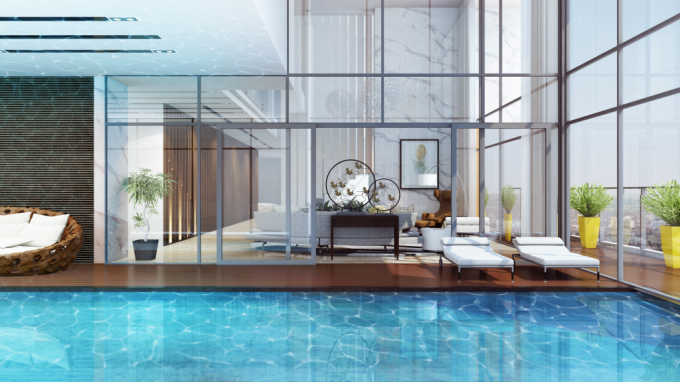 Bể bơi riêng trong căn hộ penthouse Vinhomes Metropolis
