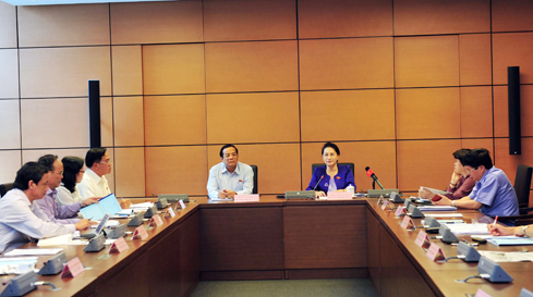 Chủ tịch QH Nguyễn Thị Kim Ngân phát biểu tại phiên họp tổ (Ảnh: Quang Khánh)
