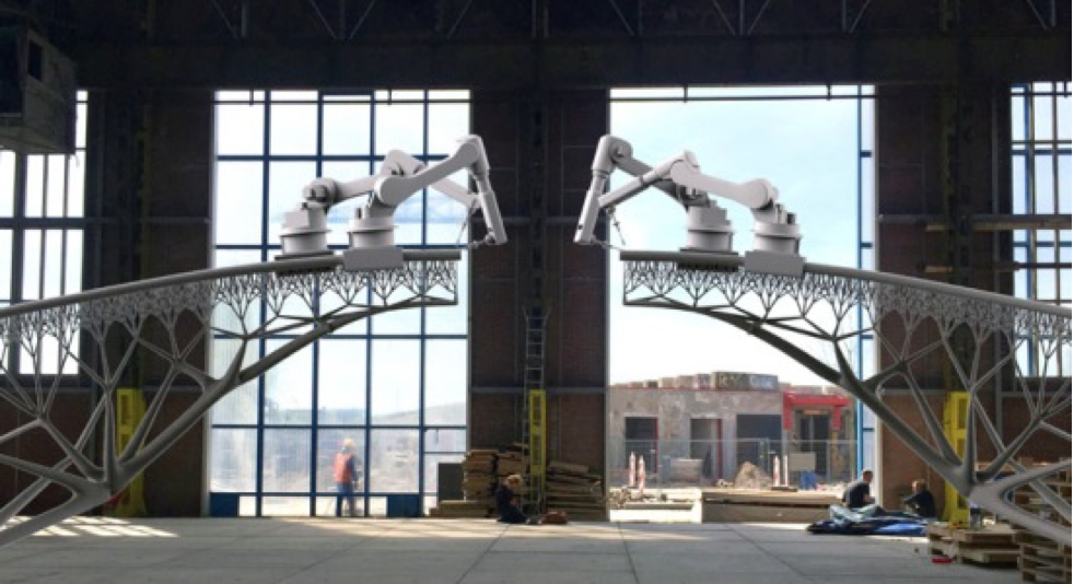 Hai máy in của M3XD trong thử nghiệp xây cầu