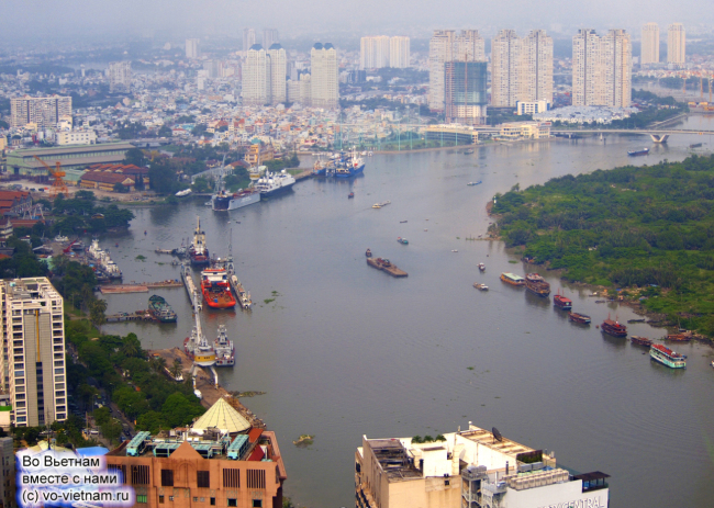 Sông Sài Gòn đoạn chảy qua trung tâm Tp. HCM và bán đảo Thủ Thiêm hôm nay.