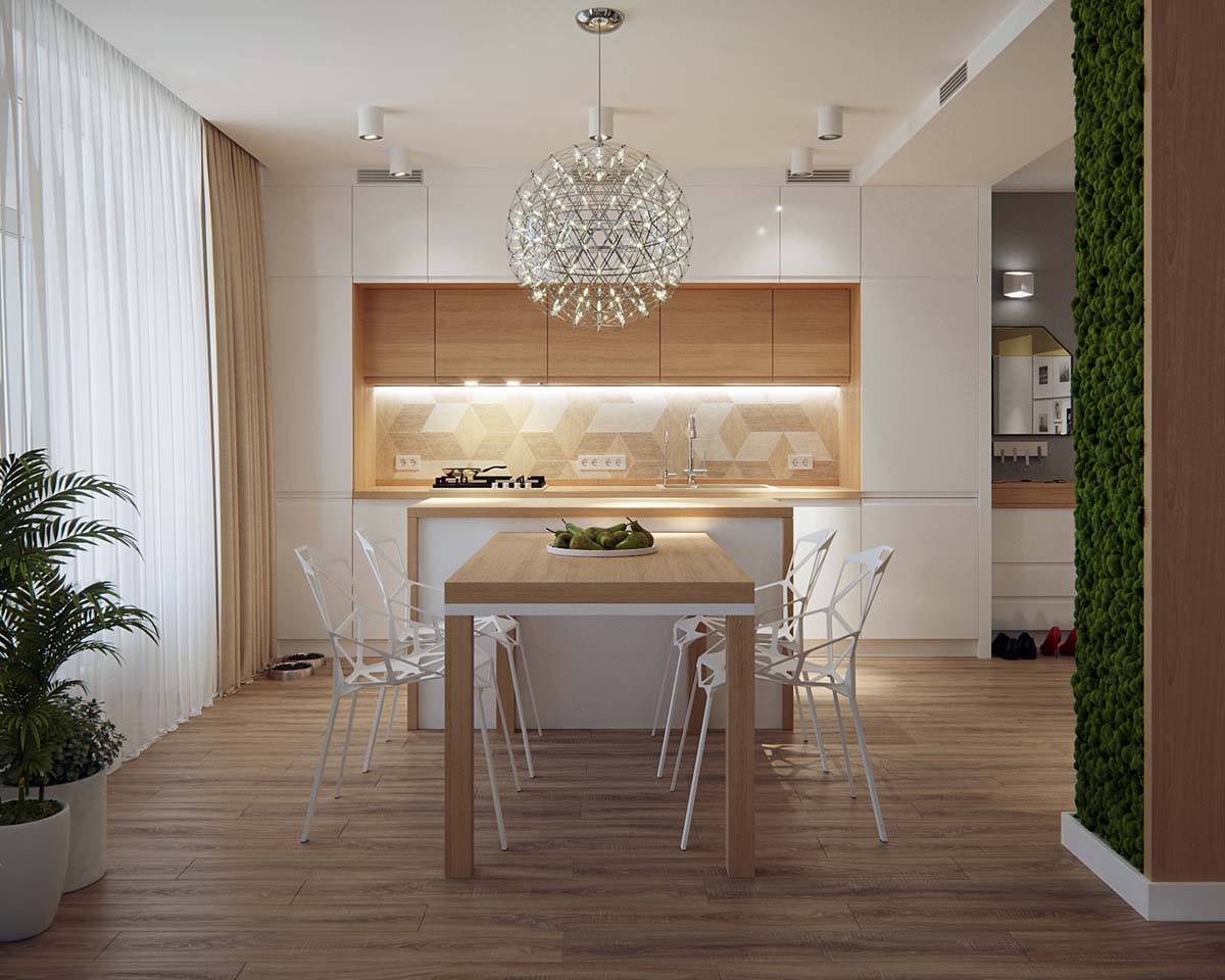 Sử dụng gỗ tự nhiên làm vật liệu chủ đạo trong khu bếp cũng là một ý tưởng không tồi.