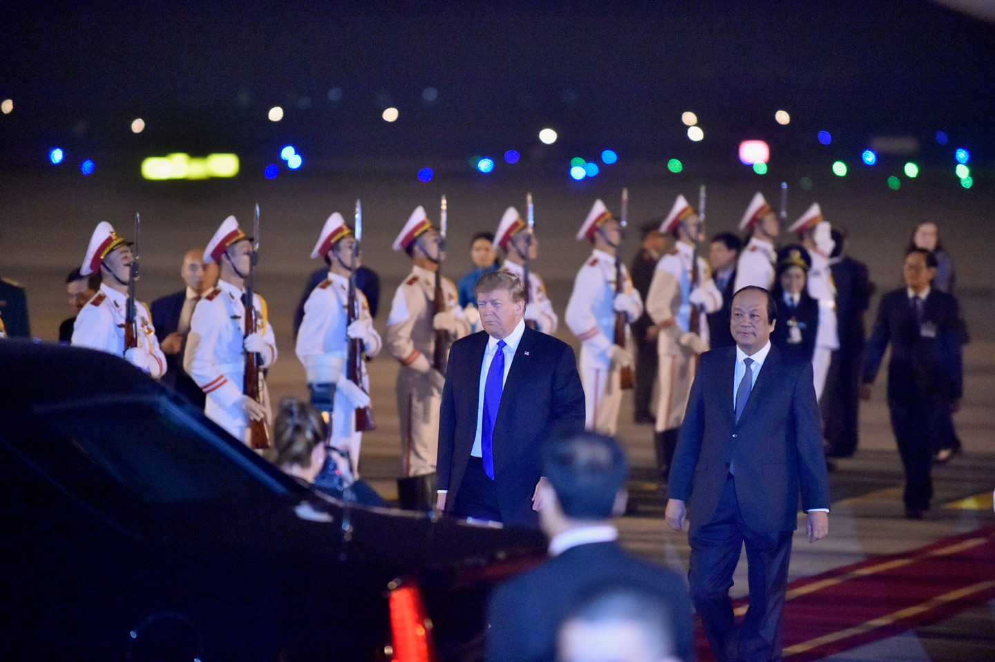 Trước đó, Ngoại trưởng Mỹ Mike Pompeo đã đến Hà Nội sáng 26/2, một ngày trước hội nghị thượng đỉnh lần hai giữa Tổng thống Mỹ Donald Trump và Chủ tịch Triều Tiên Kim Jong Un. Ảnh: VGP