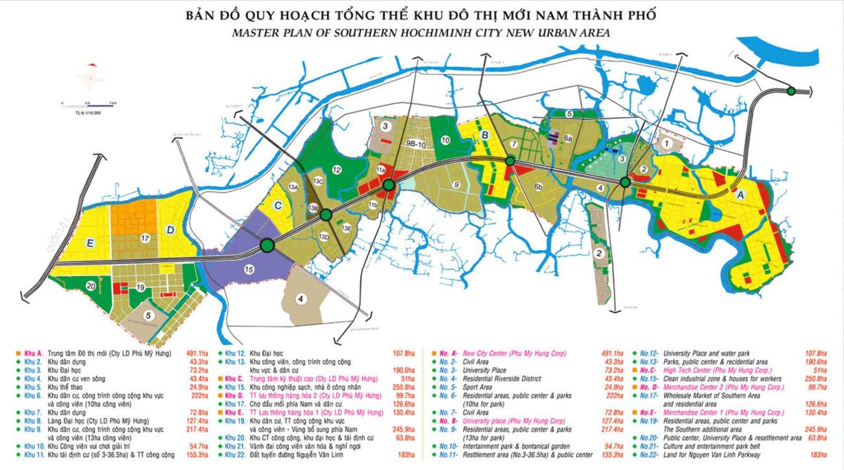 Bản đồ quy hoạch đô thị mới Nam TP.HCM.