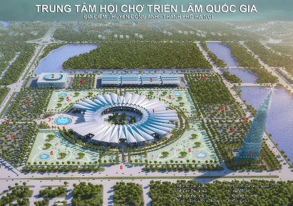 Mô hình trung tâm Hội trợ Triển lãm Quốc gia mới sau khi được xây dựng xong.