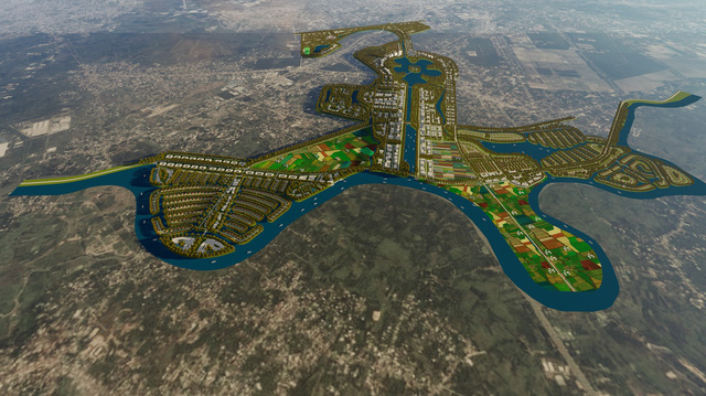 Phối cảnh tổng thể dự án siêu thành phố ở Củ Chi, TP. HCM do Chúa đảo Đào Hồng Tuyển đề xuất xây dựng.