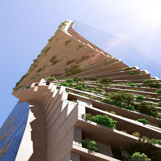 Tòa cao ốc Green Spine, dự kiến được khởi công vào năm 2020, gồm 2 tòa tháp chính - tòa tháp cao nhất sẽ đạt 356m. Ảnh: CNN