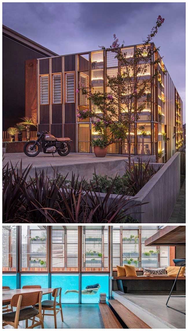 Tòa nhà The Living Screen House ở Sydney, Úc mang hình thức rất ấn tượng và độc đáo với một hồ bơi chạy xuyên qua trung tâm căn nhà. Nhà rất nhiều cửa sổ lớn vô cùng thoáng đáng và sáng sủa. Nhà được thiết kế bởi các kiến trúc sư thuộc Hội kiến ​​trúc CplusC.