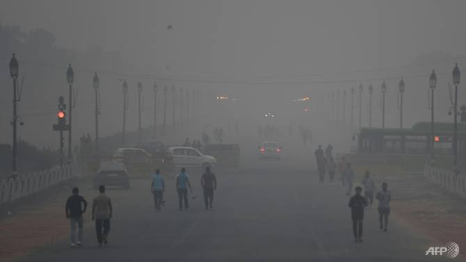 Không khí ở New Delhi trở nên tồi tệ hơn khi mùa đông tới (Ảnh: Channelnewsasia)