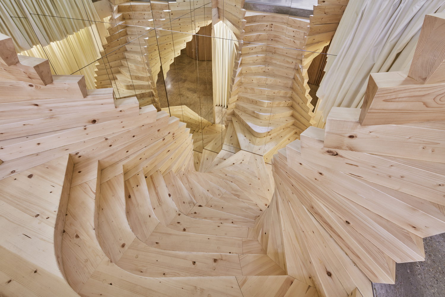 Twisting Wooden Staircase Prototype / ACME