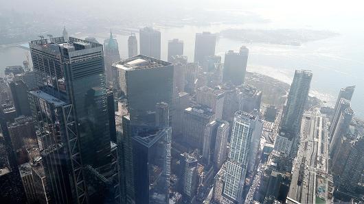 Khung cảnh nhìn từ đầi quan sát đặt trên tòa nhà số 1 thuộc Trung tâm Thương mại Thế giới