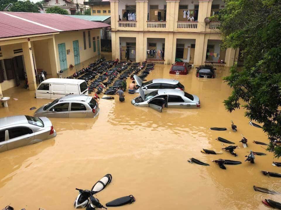 Huyện Thanh Sơn, Phú Thọ đang rơi vào tình trạng ngập lụt. (Ảnh: FB)