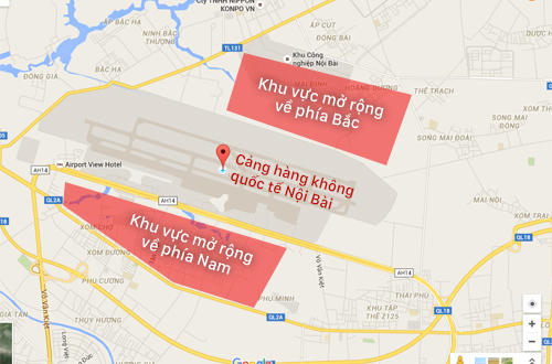 Hai phương án mở rộng sân bay Nội Bài. (Ảnh: Internet)