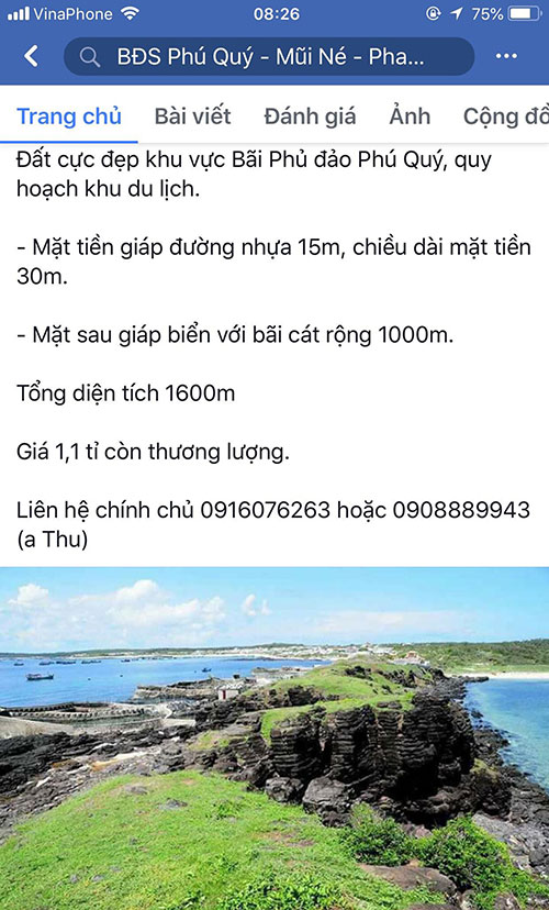 Trang web giới thiệu mua bán đất tại đảo Phú Quý