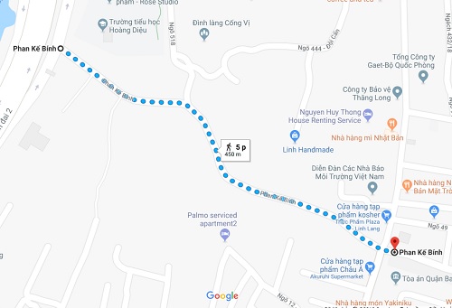 Vị trí sai phạm nằm tại khu vực đắc địa quận Ba Đình. Ảnh: Google Map