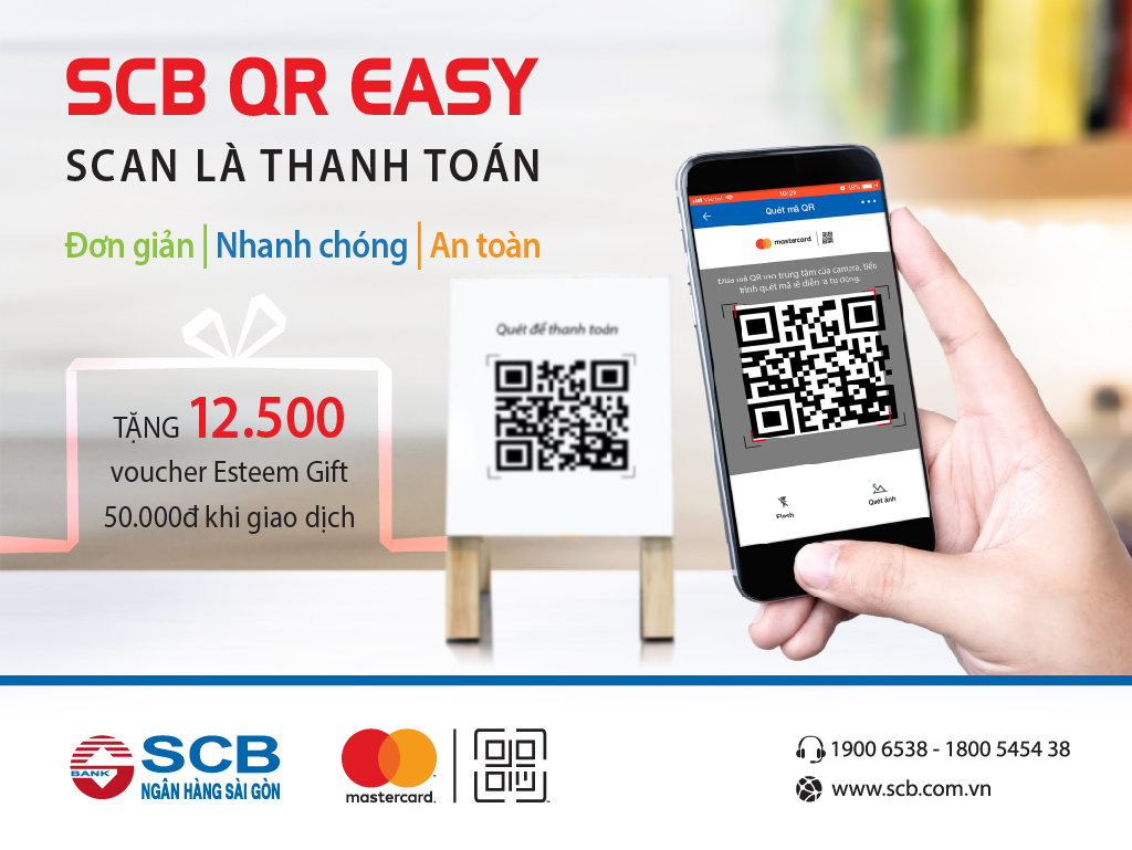 SCB triển khai chương trình khuyến mại “Thanh toán QR - Ưu đãi ngập tràn” nhằm tri âm và khuyến khích khách hàng.