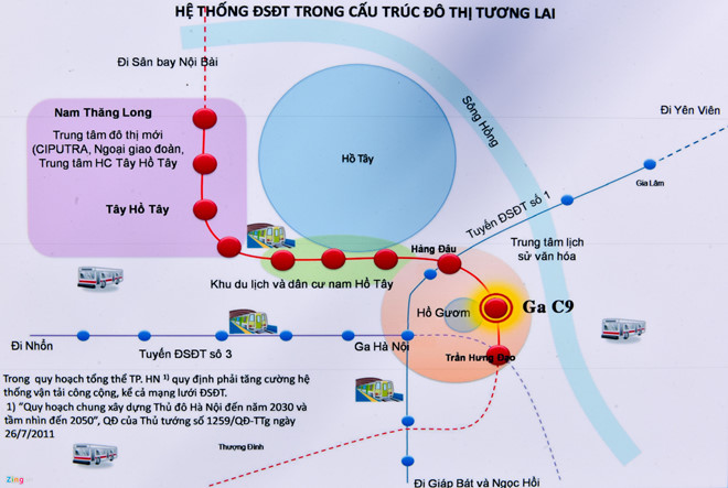 Nhiều tranh luận quanh đặt vị trí nhà ga C9 tuyến đường sắt đô thị số 2. Ảnh: Việt Hùng.