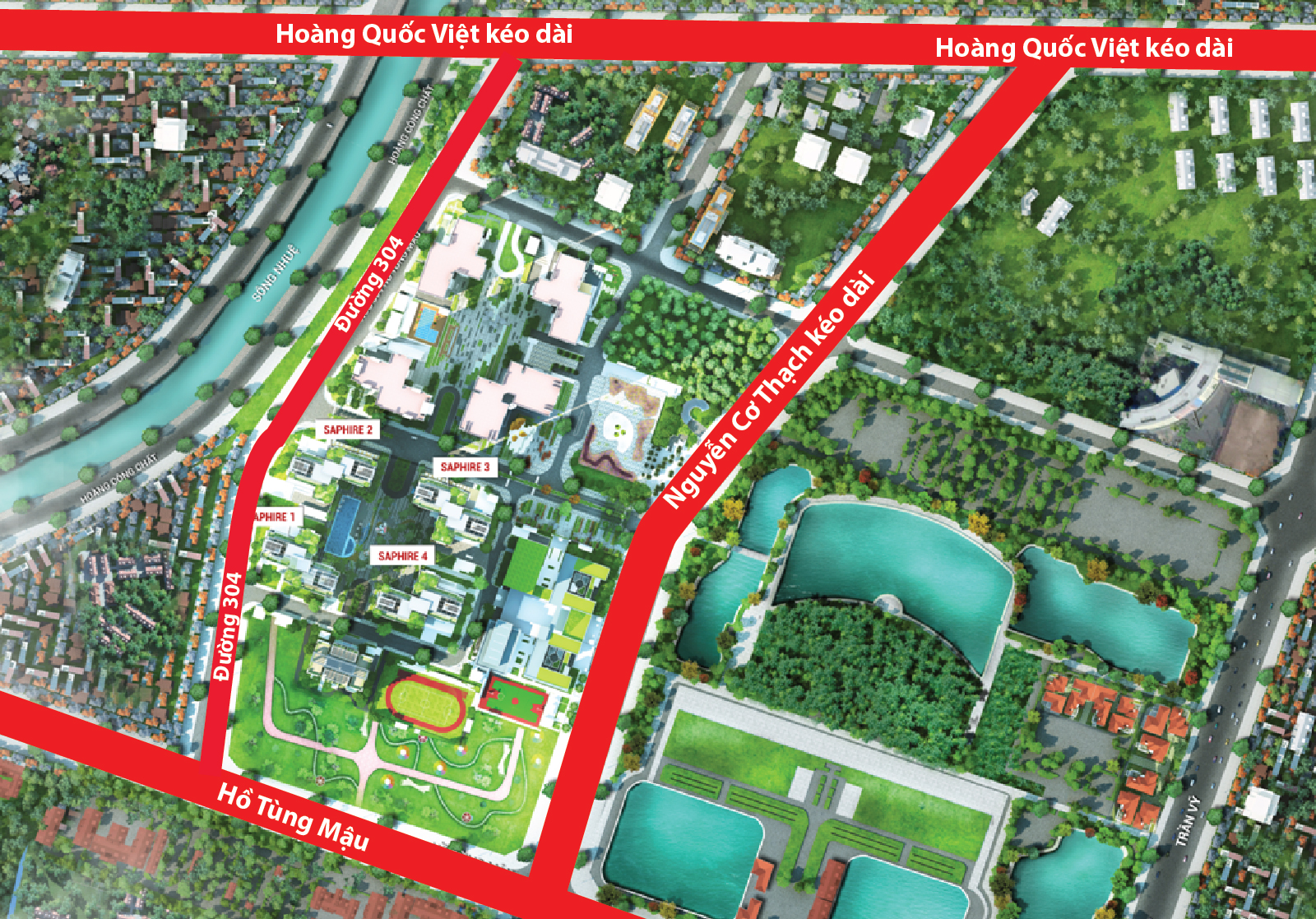 Đường Nguyễn Cơ Thạch khi thông tuyến sẽ tăng cường năng lực giao thông quanh khu vực dự án TNR Goldmark City.