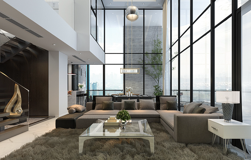 Kiến trúc kết hợp penthouse, duplex và áp dụng phong cách loft phóng khoáng giúp tối ưu không gian và tầm nhìn của các căn Sky Villa Sunshine Crystal River.