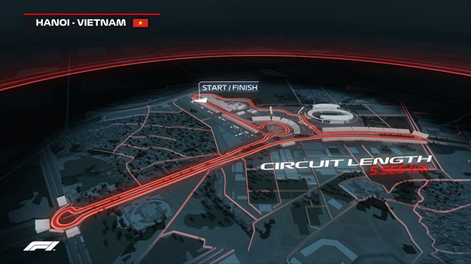 Phối cảnh đường đua dự kiến của F1 tại Hà Nội. 