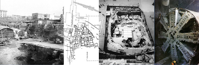 Việc xây dựng ga ngầm Termini (Rome ) đã phá huỷ các di sản trên và dưới mặt đất. Hố đào tại quảng trường Duomo trước nhà thờ Milan (Ytaly) bị rào kín