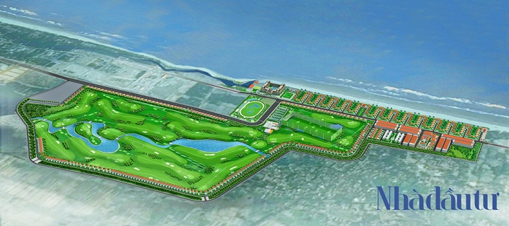 Phối cảnh tổ hợp dự án Xuân Thành Pradise Golf & Resort có diện tích 107 ha, bao gồm: sân golf 18 lỗ, một khu nghỉ dưỡng biển tiêu chuẩn 5 sao, trường đua chó, 660 căn biệt thự cùng các dịch vụ khác như trường học, khu mua sắm, phòng khám đa khoa và giải trí.