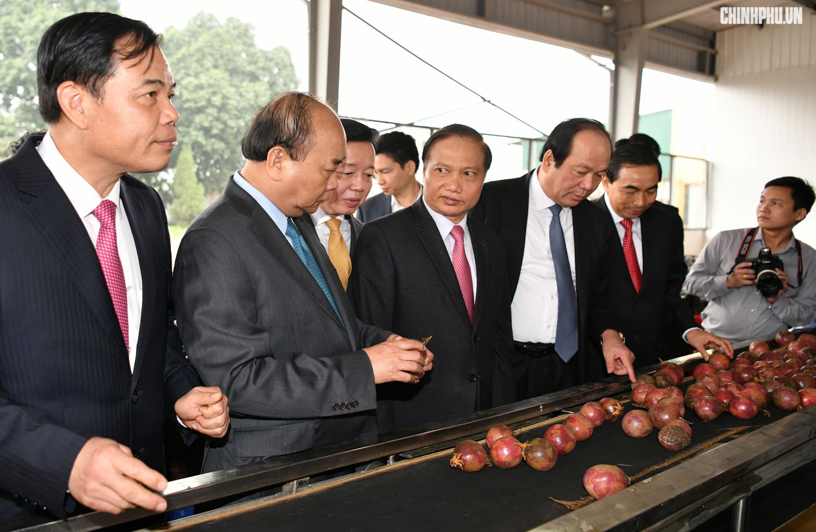 Thủ tướng thăm dây chuyền phân loại và đóng gói chanh leo - Ảnh: VGP/Quang Hiếu