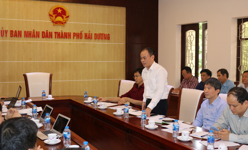 Ông Trần Hồ Đăng - Phó Chủ tịch UBND TP. Hải Dương phát biểu tại buổi làm việc.