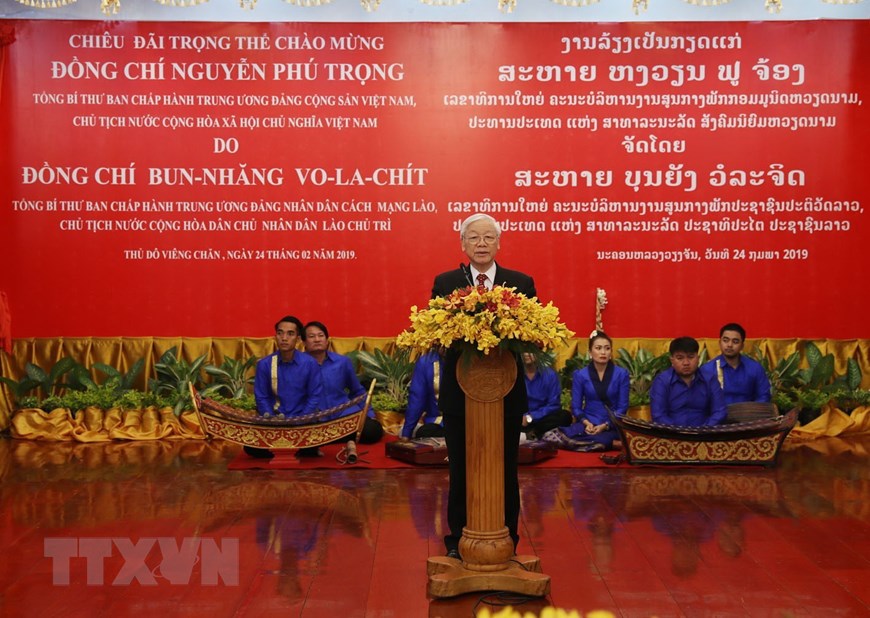 Tổng Bí thư, Chủ tịch nước Nguyễn Phú Trọng phát biểu đáp từ. (Ảnh: Trí Dũng/TTXVN)