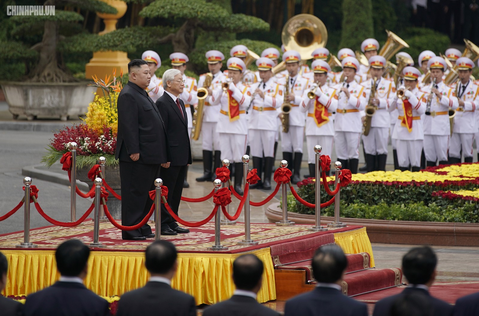 Tổng Bí thư, Chủ tịch nước Nguyễn Phú Trọng và Chủ tịch Kim Jong-un. Ảnh VGP/ Quang Hiếu