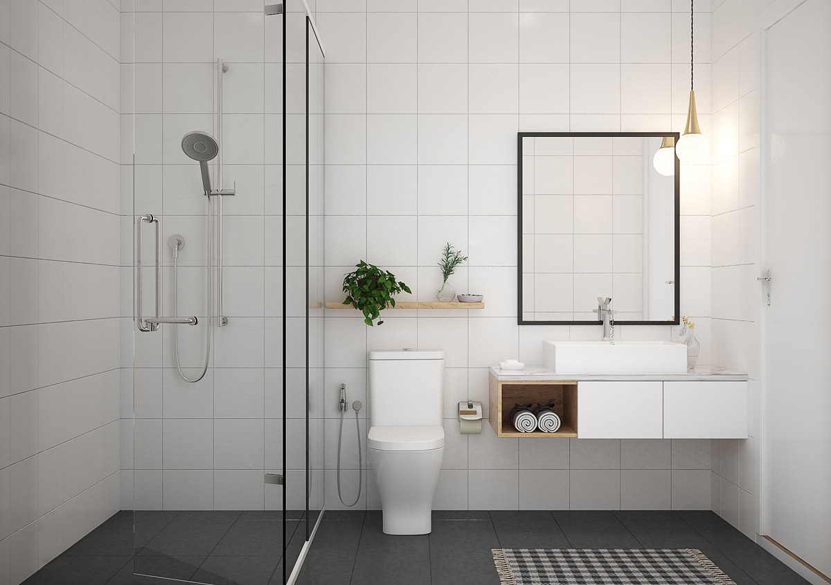 Mẫu thiết kế phòng tắm theo phong cách tối giản độc đáo
