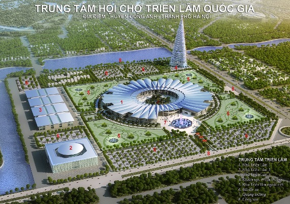 Phối cảnh Trung tâm Hội chợ triễn lãm Quốc gia tại huyện Đông Anh.