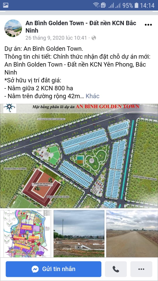 Dự án Khu đô thị An Bình Golden Town được rao bán, quảng cáo rầm rộ trên mạng xã hội dù cơ sở hạ tầng chưa hoàn thiện.