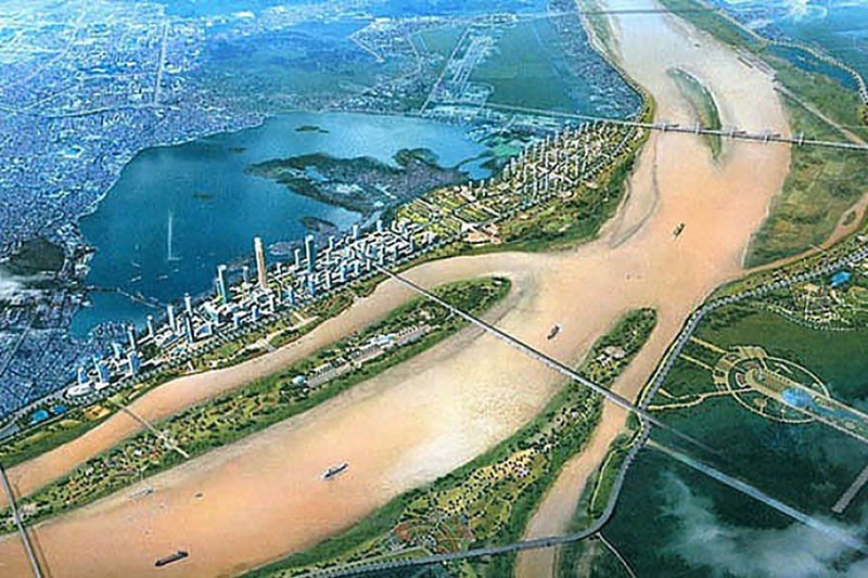 Phối cảnh một trong những đề án cải tạo sông Hồng được đề xuất từ năm 2007