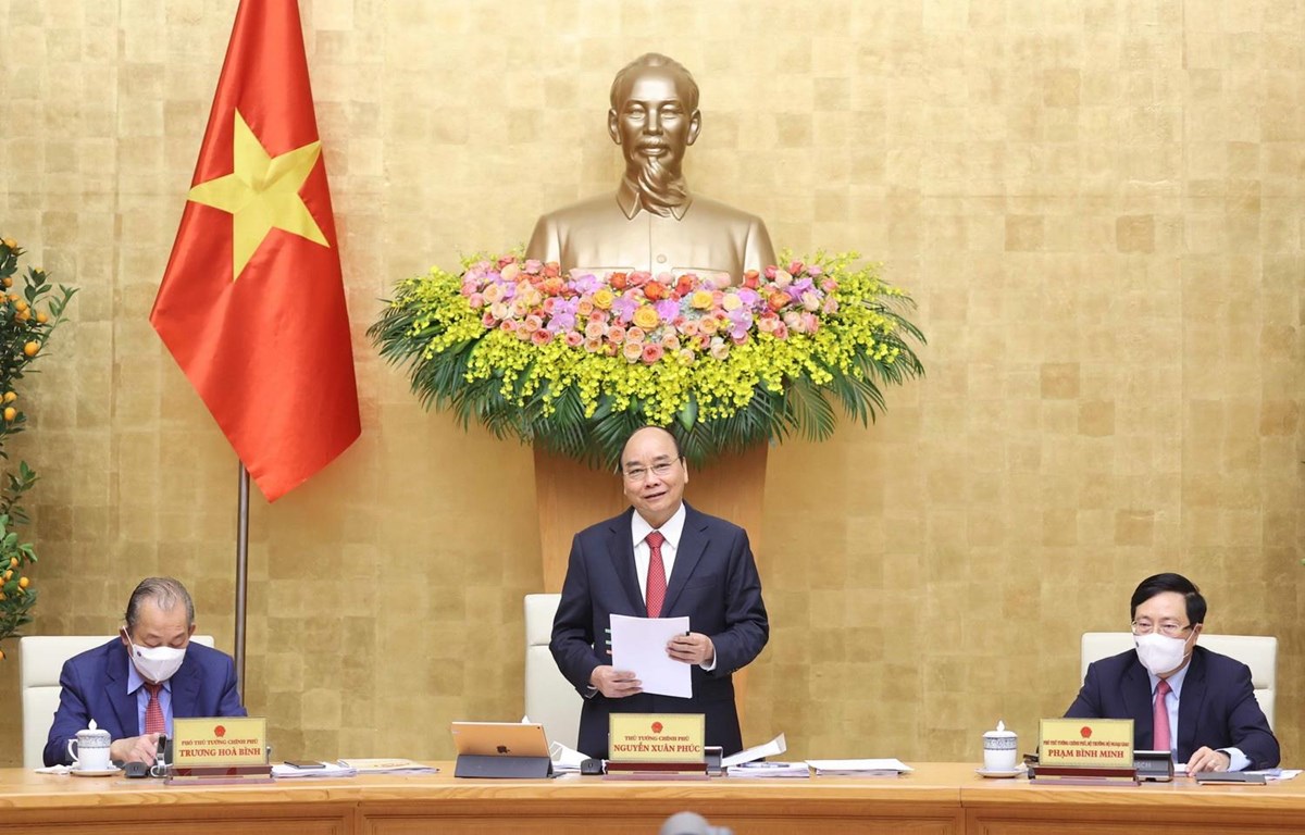 Thủ tướng Nguyễn Xuân Phúc tại phiên họp Chính phủ tháng 2/2021