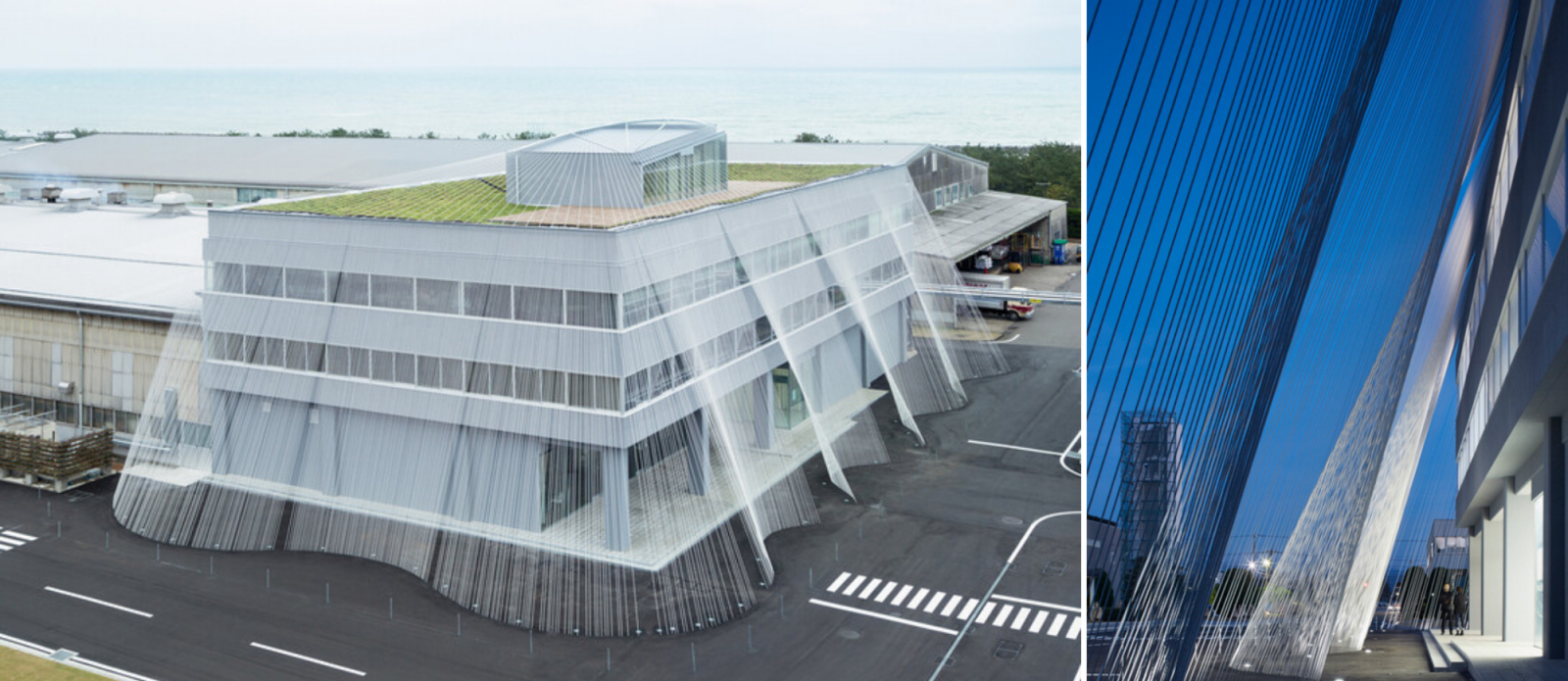 Kengo Kuma, Nhật Bản sử dụng các sợi carbon để bảo vệ tòa nhà khỏi động đất. (Ảnh: Shinkenchiku, Takumi Ota)