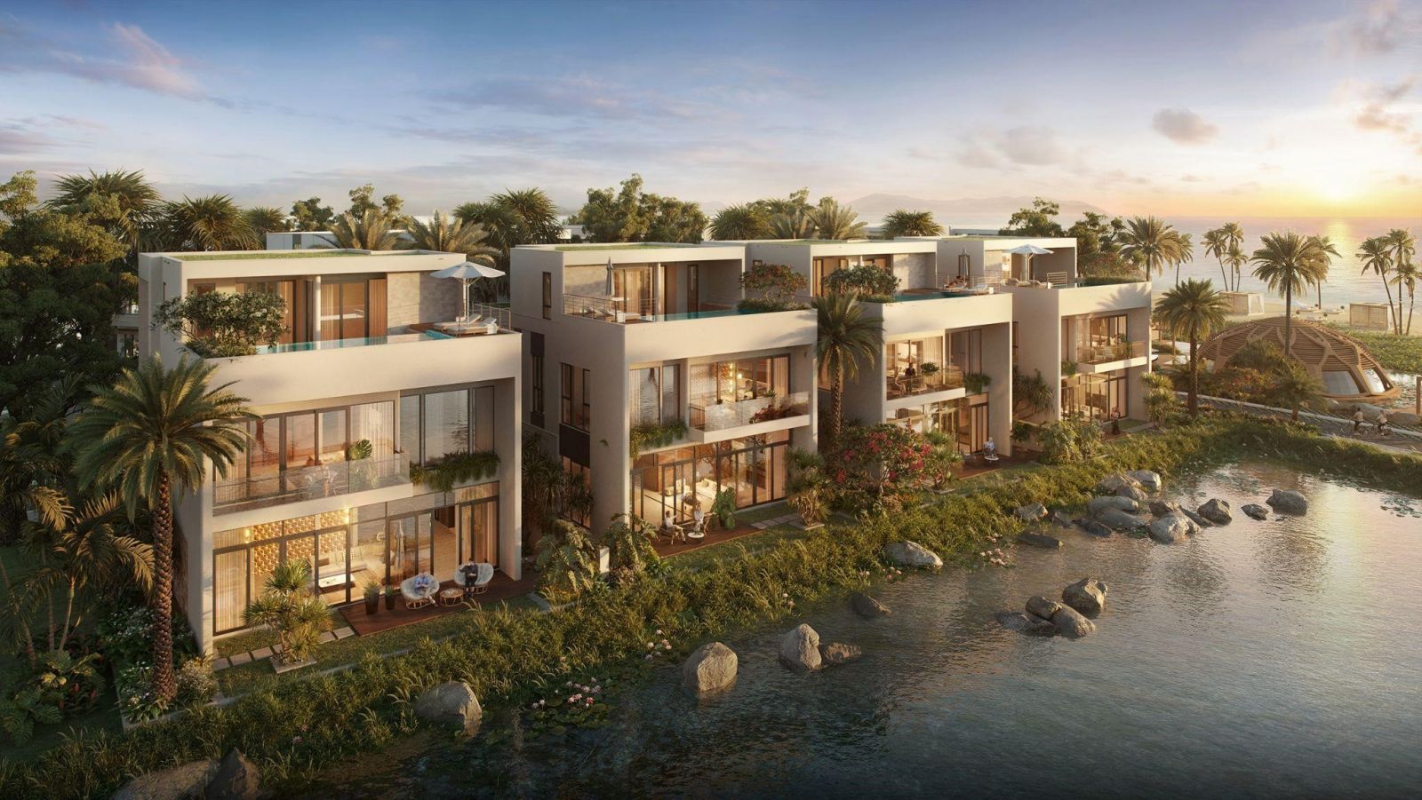 Thiết kế villas có hồ bơi trên cao hướng ra biển của Charm Resort Hồ Tràm