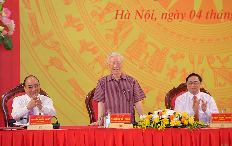 Tổng Bí thư Nguyễn Phú Trọng ghi nhận, đánh giá cao sự nỗ lực, cố gắng phấn đấu của Đảng bộ Công an Trung ương trong lãnh đạo, chỉ đạo toàn diện các mặt công tác Công an nhiệm kỳ 2015 - 2020