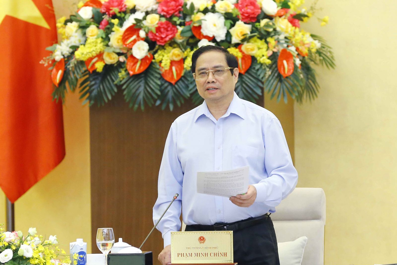 Thủ tướng Chính phủ Phạm Minh Chính phát biểu tại cuộc họp. Ảnh:VGP-Nguyễn Hoàng