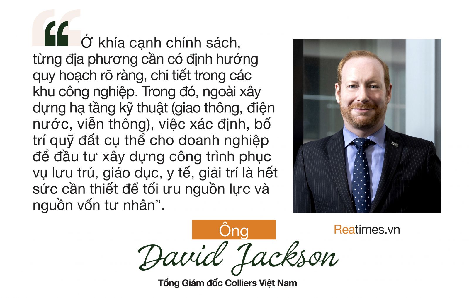 Ông David Jackson - Tổng Giám đốc Colliers Việt Nam