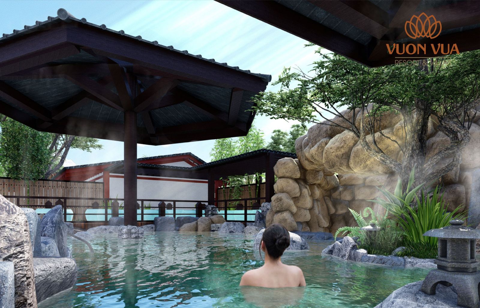 Vườn Vua Resort & Villas còn được đầu hơn 500 bể bơi đa dạng như bể bơi bốn mùa, bể bơi khoáng nóng, bể bơi gia đình…